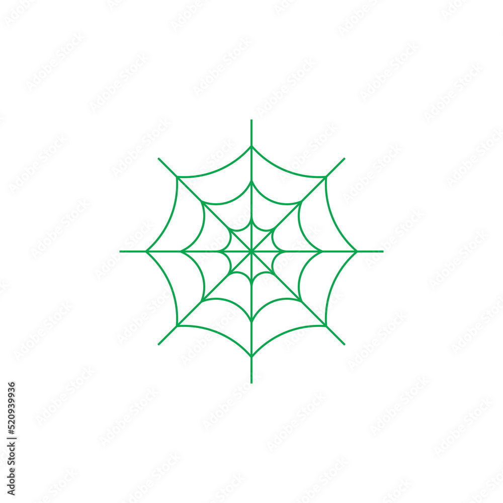 eps10 green vector spider line icon isolated on white background. spider  net outline symbol in a simple flat trendy modern style for your website  design, logo, pictogram, and mobile application Stock Vector