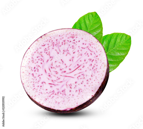 Sliced of taro isolated on white background