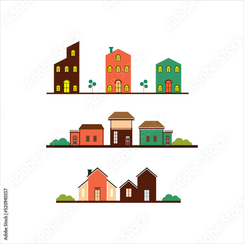 Set of modern town or city flat illustration element
