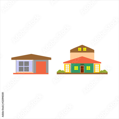 Minimalist and modern house building in flat illustration style design