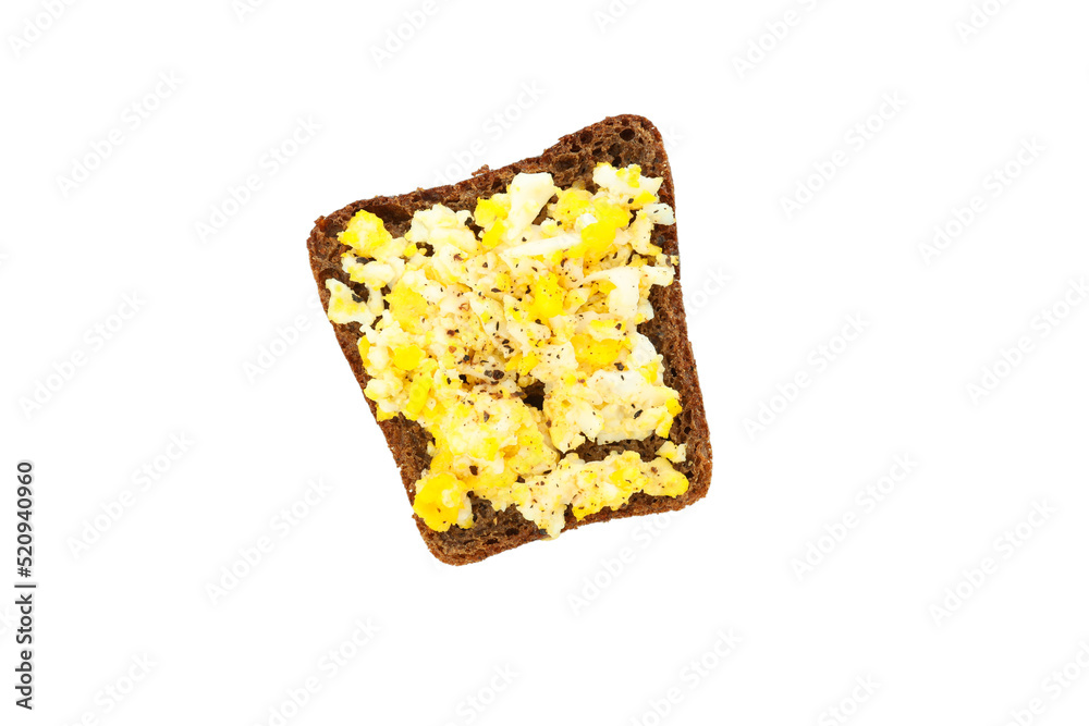Concept of tasty breakfast, sandwich with egg, isolated on white background Concept of tasty breakfast, sandwich with egg, isolated on white background