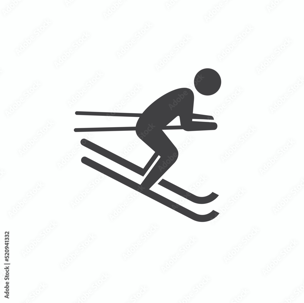 illustration of skiing sport, vector art.
