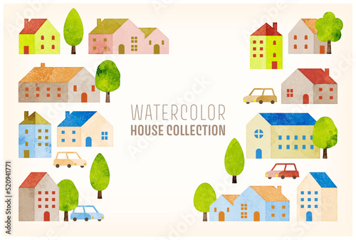 watercolor village illustration for decoration