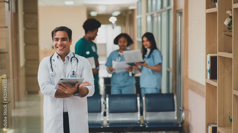 Portrait, smile and professional service of hospital medical staff Portrait, smile and professional service of hospital medical staff