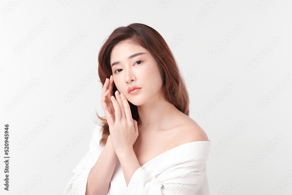 Beautiful young asian woman with clean fresh skin on white background, Face care, Facial treatment, Cosmetology, beauty and spa, Asian women portrait. Beautiful young asian woman with clean fresh skin on white background, Face care, Facial treatment, Cosmetology, beauty and spa, Asian women portrait.