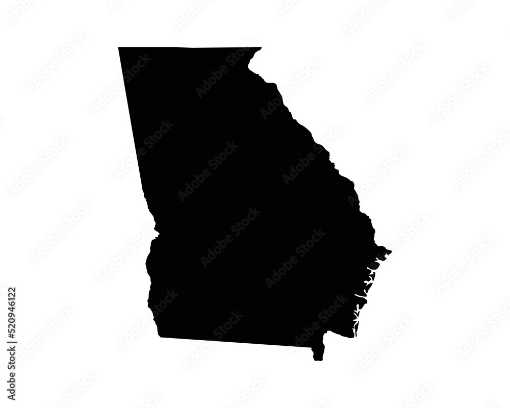 Georgia US Map. GA USA State Map. Black and White Georgian State Border