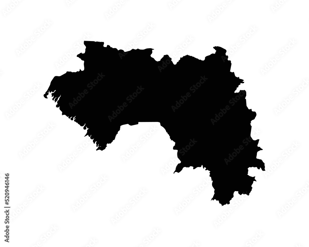 Guinea Map. Guinean Country Map. Guinea-Conakry Black and White National Nation Outline Geography Border Boundary Shape Territory Vector Illustration EPS Clipart