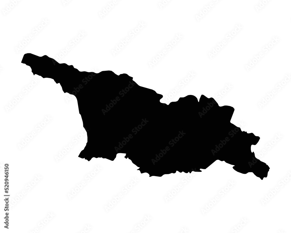 Georgia Map. Georgian Country Map. Black and White National Nation Outline Geography Border Boundary Shape Territory Vector Illustration EPS Clipart