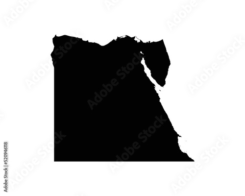 Egypt Map. Egyptian Country Map. Black and White National Nation Outline Geography Border Boundary Shape Territory Vector Illustration EPS Clipart