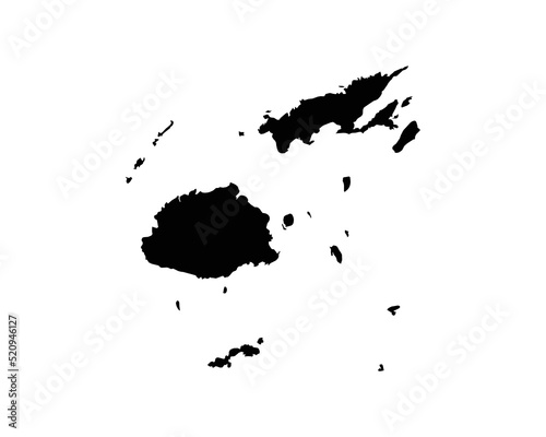 Fiji Map. Fijian Country Map. Black and White National Nation Outline Geography Border Boundary Shape Territory Vector Illustration EPS Clipart