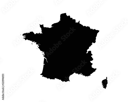 France Map. French Country Map. Française Black and White National Nation Outline Geography Border Boundary Shape Territory Vector Illustration EPS Clipart