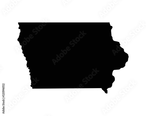 Iowa US Map. IA USA State Map. Black and White Iowan State Border Boundary Line Outline Geography Territory Shape Vector Illustration EPS Clipart