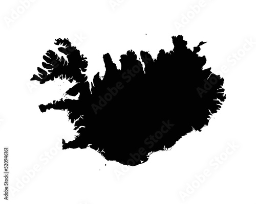 Iceland Map. Icelandic Country Map. Icelander Black and White National Nation Outline Geography Border Boundary Shape Territory Vector Illustration EPS Clipart