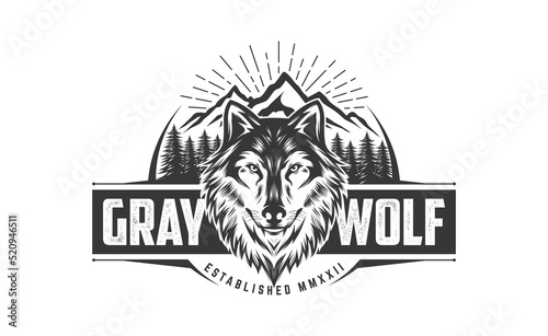 Wolf head Vector illustration. Wolf Vintage Logo Stock Vector.