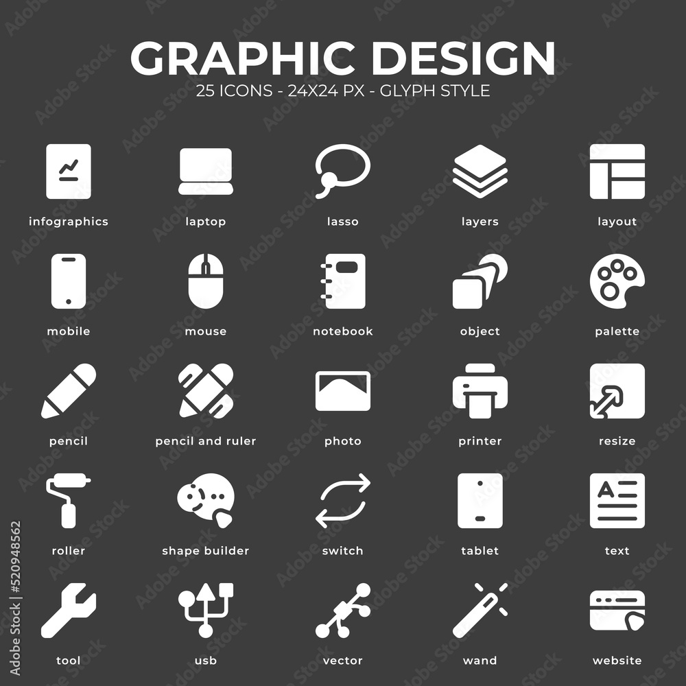 Graphic Design Icon Pack With Black Color Graphic Design Icon Pack With Black Color