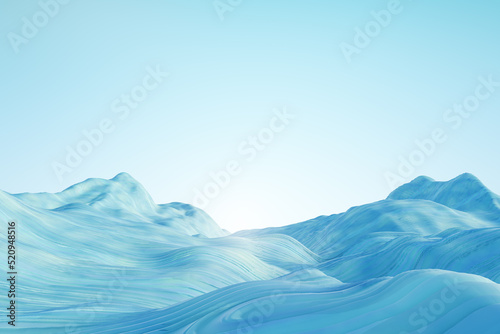 Abstract blue sand landscape wallpaper with mock up place. Nature concept and 3D Rendering.