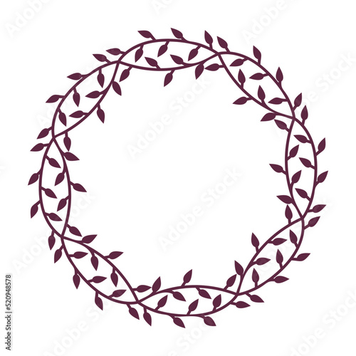 Minimalist leaf wreath, botanical decorative circle frame. Multipurpose vector illustration