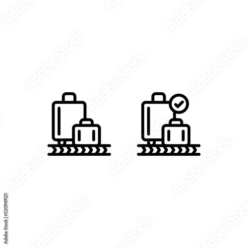 Approved Baggage Luggage Suitcase Checked Check Outline Icon, Logo, and illustration