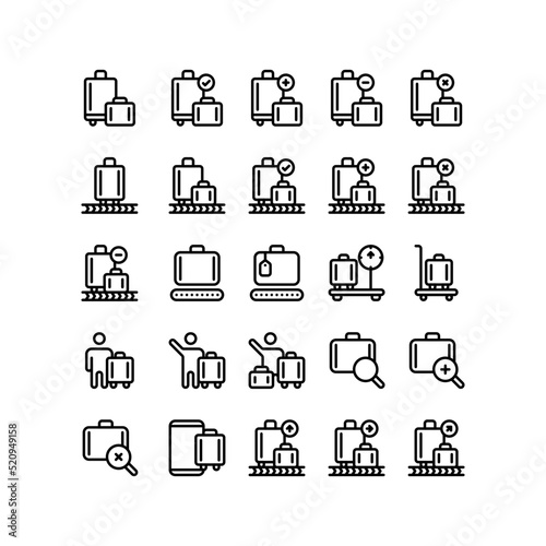 Set baggage claim airport Outline Icon, Logo, and illustration
