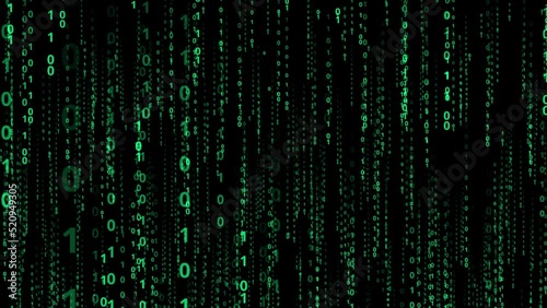 code background, Binary Code Matrix Rain Effect Background With green Numbers Moving Downward On  black Screen 
