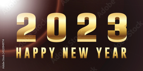 2023 new year background design with 3d eek and golden color photo