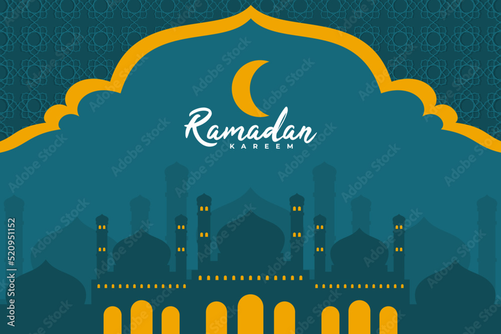 Mosque Silhouette, Islamic Background for the Month of Ramadan
