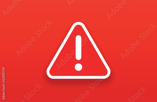 Red danger alert sign banner. Warning or attention icon symbol vector illustration.