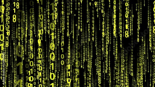 Technology video, Binary Code Matrix Rain Effect Background With Numbers Moving Downward On Screen 