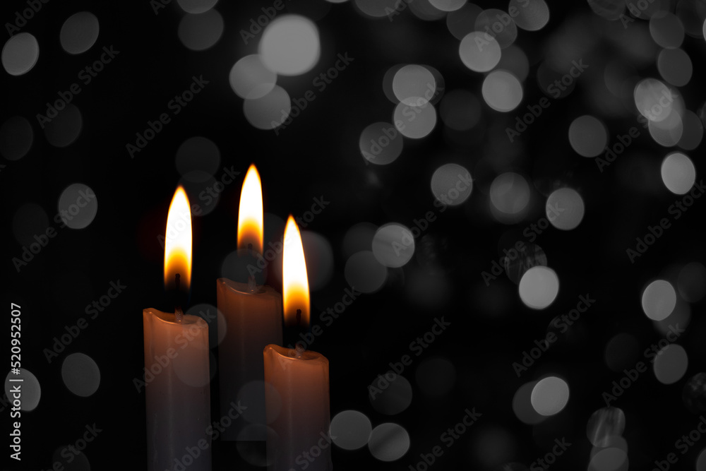Candle flame shot with bokeh background, idea and inspiration light of hope copy space for text and individual design
