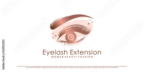 Beauty eyelashes extension logo design for woman beauty salon with creative element Premium Vector