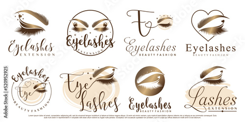 Collection of eyelash extension logo design for beauty fashion with creative element Premium Vector