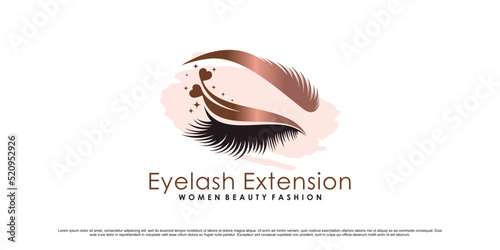 Beauty eyelashes extension logo design for woman beauty salon with creative element Premium Vector