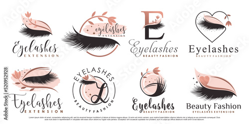 Collection of eyelash extension logo design for beauty fashion with creative element Premium Vector