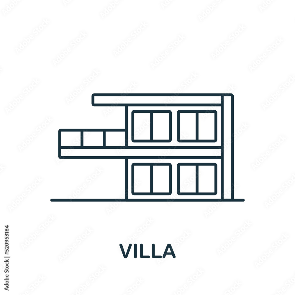 Villa icon. Monochrome simple icon for templates, web design and infographics