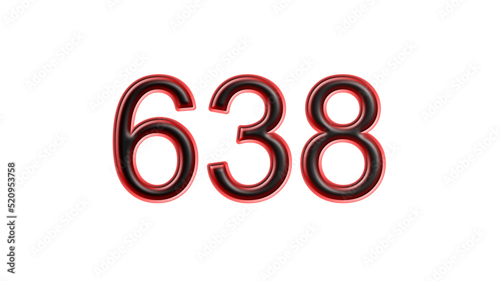 red 638 number 3d effect white background red 638 number 3d effect white background