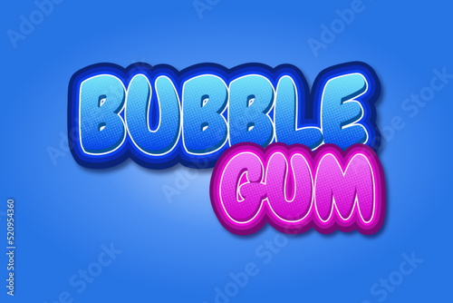 Editable text effects Bubble Gum , words and font can be changed
