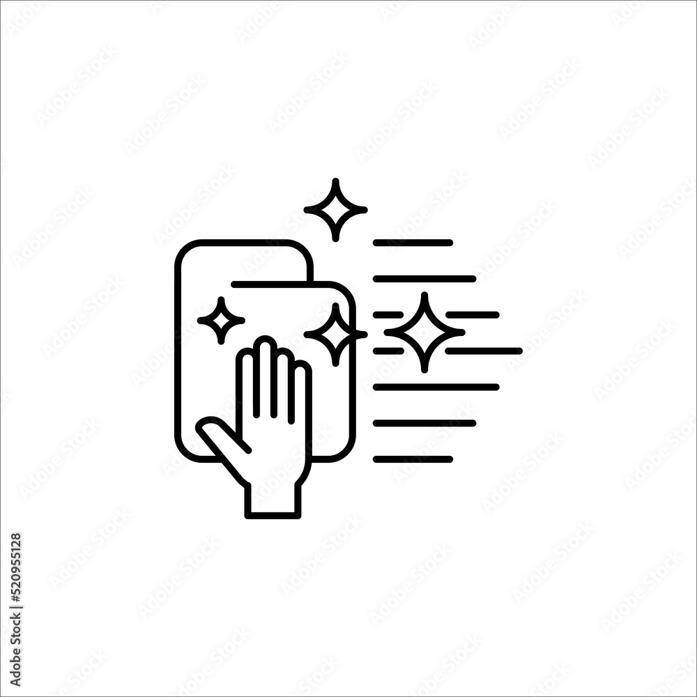 hand wiping with cloth vector icon on white background. eps 10