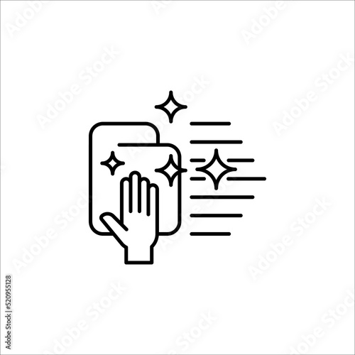 hand wiping with cloth vector icon on white background. eps 10