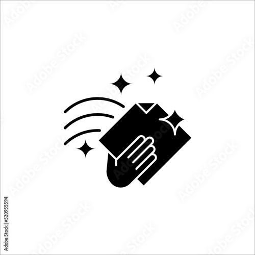 hand wiping with cloth vector icon on white background. eps 10