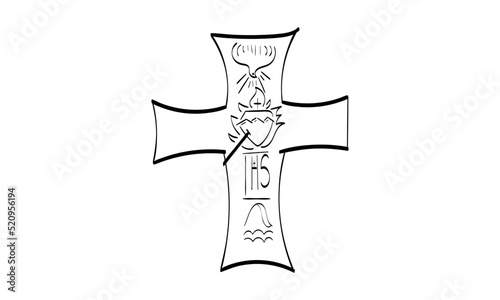 Christian Art. Hand Drawn Religious element. Biblical Illustration for print or use as poster, card, flyer or T Shirt