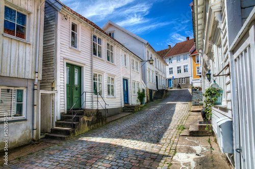 Beautiful Cobbled Street in the Southern Norwegian Town Mandal © Rolf