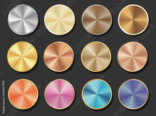 Collection of different color conical gradient badges 