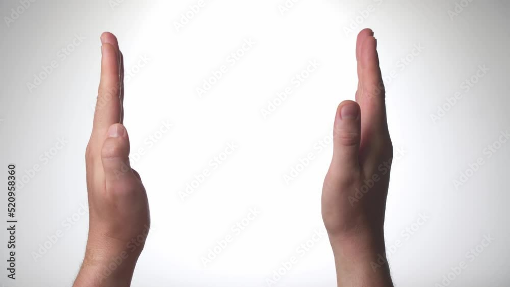 Men's hands gesture adjuster movement palms shake in the forward direction Men's hands gesture adjuster movement palms shake in the forward direction