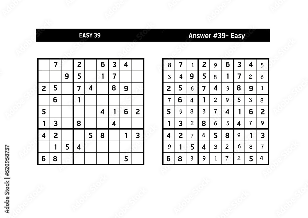 Sudoku puzzle game.Sudoku puzzle with a solution - EASY LEVEL Sudoku puzzle game.Sudoku puzzle with a solution - EASY LEVEL