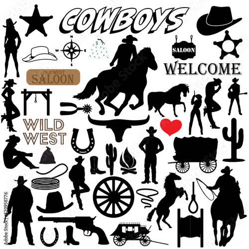 Vector - Cowboy Old West Silhouettes