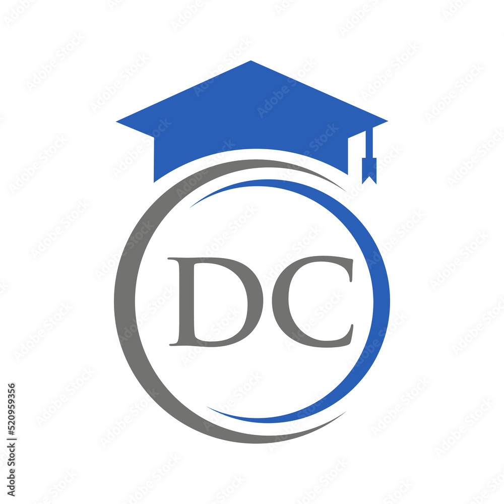 Letter DC Education Logo Concept With Educational Graduation Hat Vector Template Letter DC Education Logo Concept With Educational Graduation Hat Vector Template