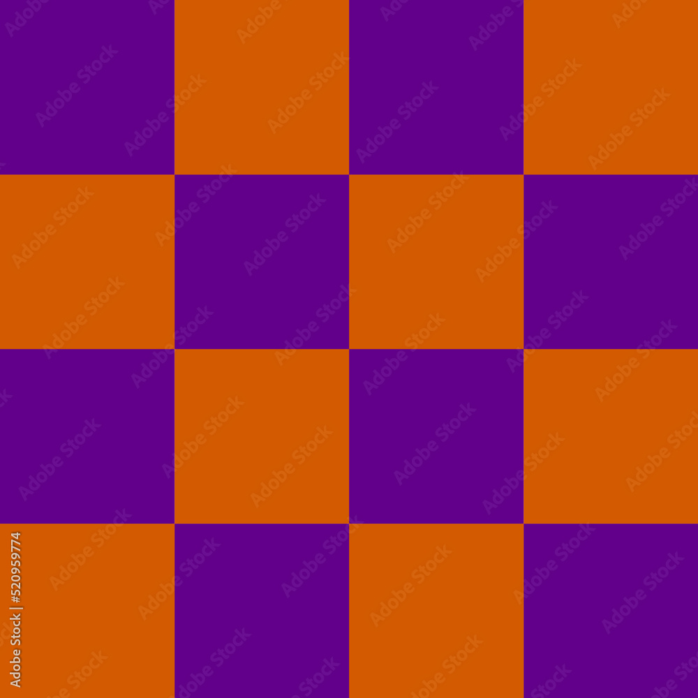 Seamless abstract pattern with many geometric squared boxes. Purple or violet and orange colors. Vector design. Paper, cloth, fabric, cloth, dress, napkin, print, present, shirt, halloween concepts. 