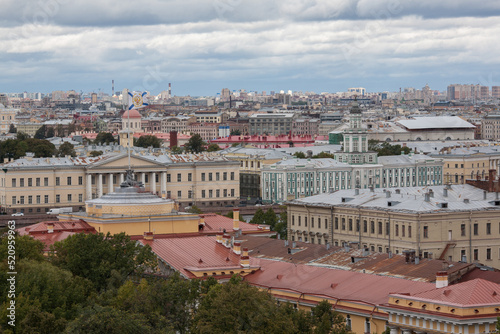 Magnificent views form Saint Isaac's Cathedral Colonnade, It's opened on the 360 degrees view point of the city include famous landmark in Saint Petersburg, Russia