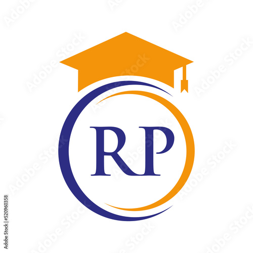 Letter RP Education Logo Concept With Educational Graduation Hat Vector Template