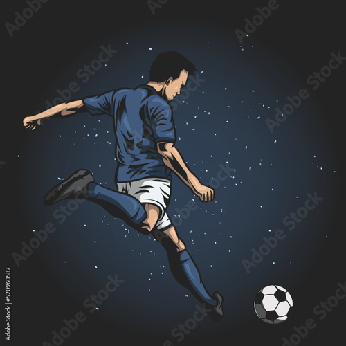 Soccer player kicking ball. soccer player character design